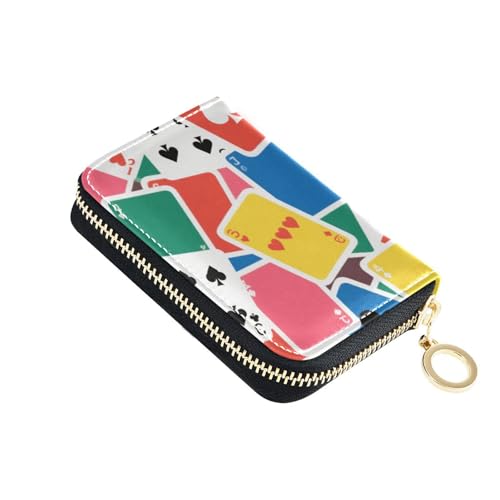 KLL Kleines Kartenetui aus Leder mit Cion-Geldbörse, RFID-blockierend, Kreditkartenhalter mit Reißverschluss von KLL