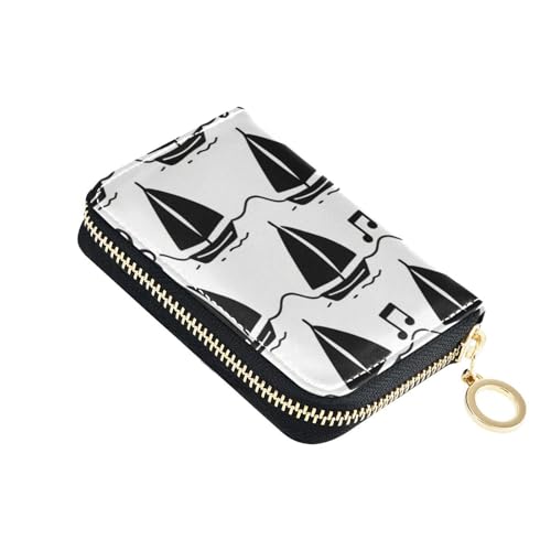 KLL Kleines Kartenetui aus Leder mit Zion-Geldbörse, RFID-blockierend, mit Reißverschluss, Schwarz / Weiß von KLL