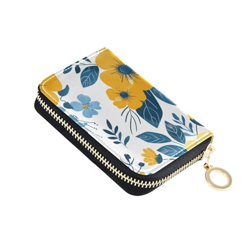 KLL Kleines Kreditkartenetui aus Leder mit 2 Geldfächern, RFID-blockierend, Kartenorganizer mit Reißverschluss von KLL