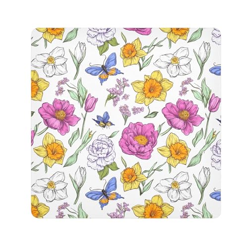 KLL Kosmetiktasche mit Frühlingsblumen, Narzissen, Pfingstrosen, Schmetterlinge, magisches Make-up, Reisetasche, Organizer, Verpackung, Kameralinse, Tuch für Toilettenartikel, Frühlingsblumen, von KLL