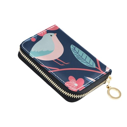 KLL Kreditkartenetui aus Leder mit 2 Geldfächern, RFID-blockierend, mit Reißverschluss, Blaugrün / Rosa von KLL