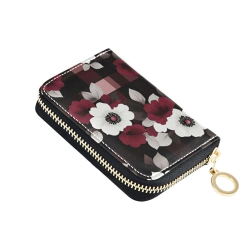 KLL Kreditkartenetui aus Leder mit 2 Geldfächern, RFID-blockierend, mit Reißverschluss, Rot und Blau von KLL