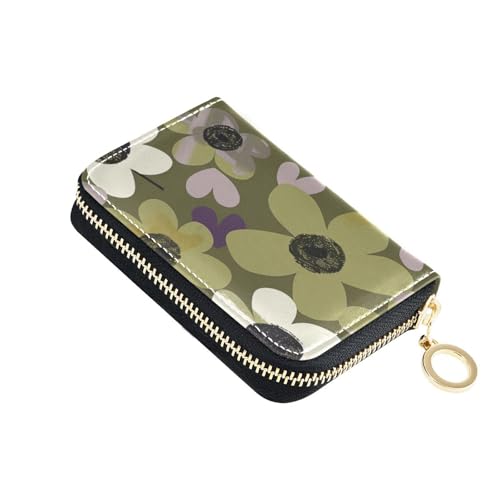 KLL Kreditkartenetui aus Leder mit 2 Geldfächern, RFID-blockierend, mit Reißverschluss, Weiß und Dunkelgrün von KLL