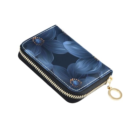 KLL Kreditkartenetui aus Leder mit 9 Kartenfächern, RFID-blockierend, mit Reißverschluss, Marineblau von KLL