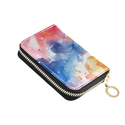 KLL Kreditkartenetui aus Leder mit Aquarell-Blumen, RFID-blockierend, Kreditkartenetui mit Reißverschluss von KLL