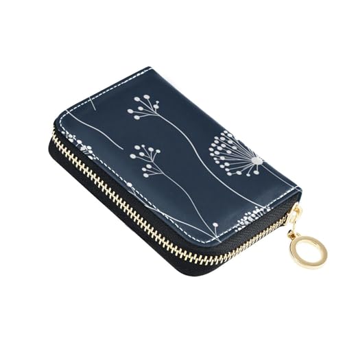 KLL Kreditkartenetui aus Leder mit Blumenmuster, mit 9 Kartenfächern, RFID-blockierend, Kreditkartenetui für Damen, mit Reißverschluss, Dunkelblau von KLL