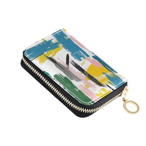 KLL Kreditkartenetui mit Farbpalettenmuster, Leder, RFID-blockierend, mit Reißverschluss von KLL