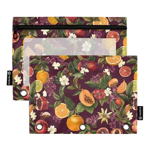 KLL Kumquat Federmäppchen aus Stoff, für 3 Ringe, Ordner mit 3 Ringen, für Kinder, Büro, Dokumente, Organizer, Violett von KLL