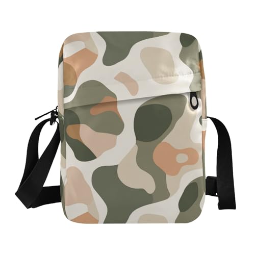 KLL Kuriertasche, abstraktes grau-grünes Blumenmuster, veganes Leder, Umhängetasche, Reisehandtasche für Reisen von KLL