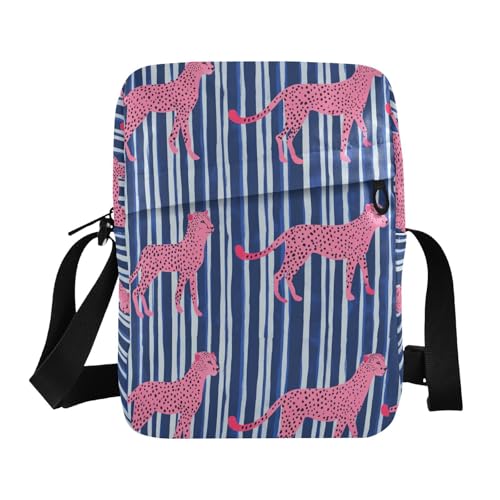 KLL Kuriertasche für Herren, veganes Leder, gestreift, Gepardenblau, gestreift, für Reisen, Schultertasche von KLL