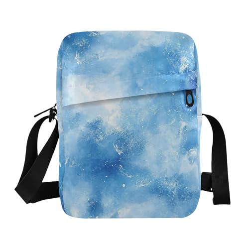 KLL Kuriertasche für Herren mit Marmorstruktur, veganes Leder, Umhängetasche, kleine Tasche für Damen, Reise-Schultertasche für Reisen, Weiß und Blau KLL Kuriertasche für Herren mit Marmorstruktur, veganes Leder, Umhängetasche, kleine Tasche für Damen, Reise-Schultertasche für Reisen, Weiß und Blau von KLL