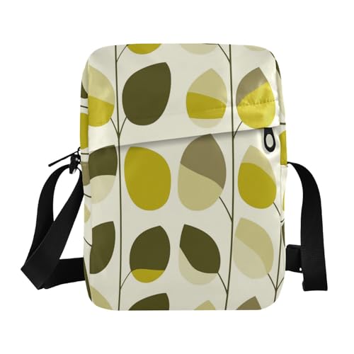 KLL Lemons Olivgrün und Sand Crossbody Messenger Bag Veganes Leder Herren Umhängetasche Shopping Schultertasche Handtasche für Reisen von KLL