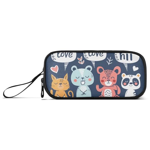 KLL Little Animal Party Nylon-Federmäppchen für Teenager, große Kapazität, Federmäppchen für Mädchen, Schule, Schreibwaren für Mittelschule und Frauen von KLL