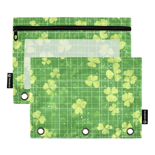 KLL Lover St. Patrick's Day Kleeblatt Lucky Green Federmäppchen Federmäppchen für 3 Ringe Ordner mit Binderlöchern für Schule Schreibwaren von KLL