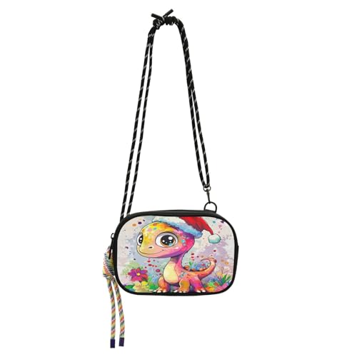 KLL Lustige Dinosaurier-Umhängetasche für Herren, trendig, mit verstellbarem Riemen, über der Schultertasche, Schwarz von KLL