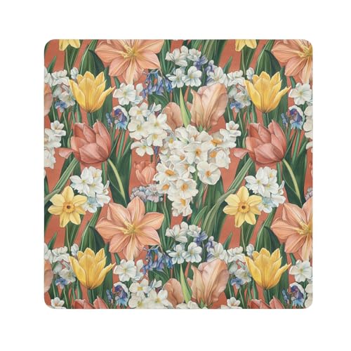 KLL Magische Make-up-Tasche, Motiv: Frühlingsblumen, Narzissen, Rotgold, Reisetasche, Organizer, Wickeltasche, Kamera-Objektiv, Tuch für Damen, Frühlingsblumen, Narzissen, Roségold, 17.7x17.7in von KLL