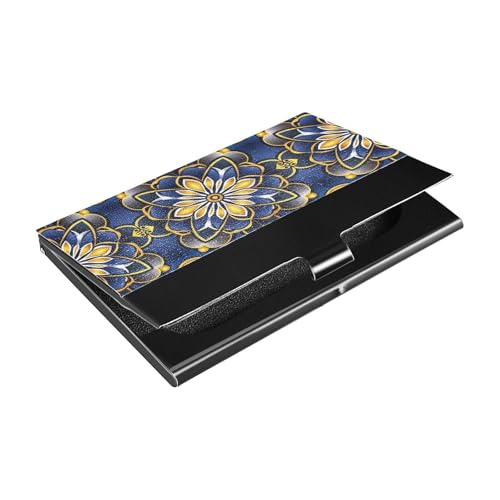 KLL Mandala Gold Slim Small Business Card Holder with Leather and Stainless Steel Pocket Card Holder for Business Meeting Use estuche para tarjetas von KLL