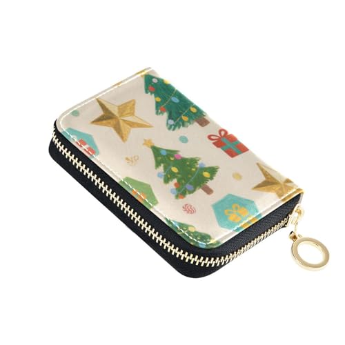 KLL Merry Christmas Geldbörse mit Weihnachtsbaum, Leder, klein, mit 2 Geldfächern, RFID-blockierend, Kreditkartenetui mit Reißverschluss, Grün von KLL