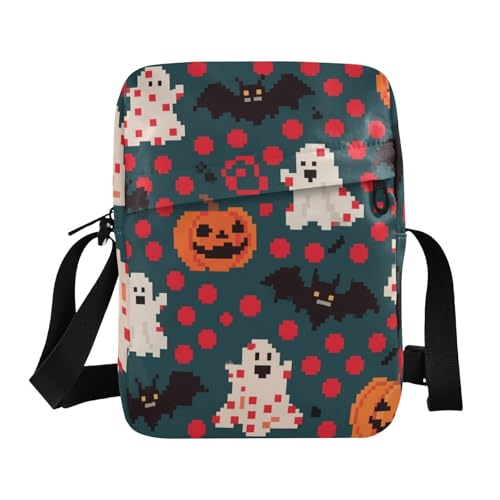 KLL Messenger-Tasche für Halloween, aus veganem Leder, mit roten Punkten, kleine Umhängetasche, lässige Damen-Schulterhandtasche von KLL