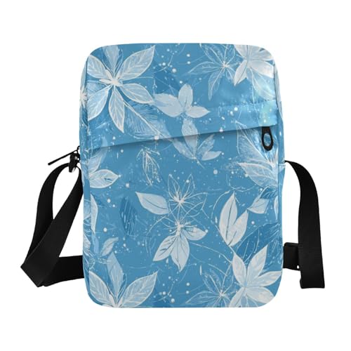KLL Messenger-Tasche mit weihnachtlichem Blumenmuster, veganes Leder, für Herren, klein, Reise-Handtasche, Babyblau von KLL