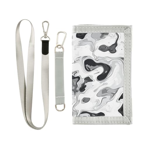 KLL Minimalistische Geldbörse für Damen, einzigartig, bunt, mit Umhängeband, Camouflage-Muster, Weiß von KLL
