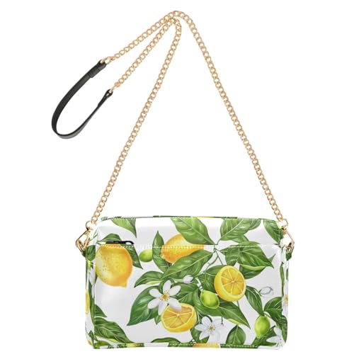 KLL Modische Umhängetasche mit Zitronen- und Zitronenbaumblättern für Damen, veganes Leder, modische Geldbörse, wasserdicht, Schulterhandtasche von KLL