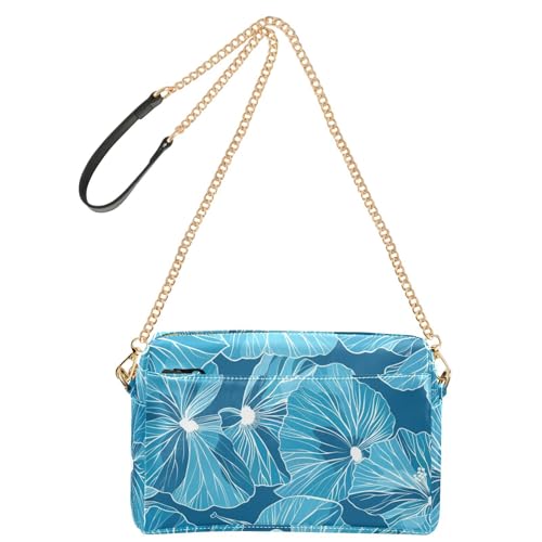 KLL Modische Umhängetasche mit abstrakten blauen Blumen für Damen, veganes Leder, überkreuzte Geldbörse, wasserdicht, Schultertasche, Crossover-Tasche von KLL