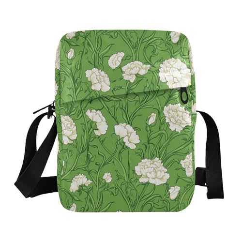 KLL Nelke Spitze, Grasgrün, kleine Kuriertasche für Damen, veganes Leder, Crossbody-Tasche, Herren, lässige Schulterhandtaschen KLL Nelke Spitze, Grasgrün, kleine Kuriertasche für Damen, veganes Leder, Crossbody-Tasche, Herren, lässige Schulterhandtaschen von KLL