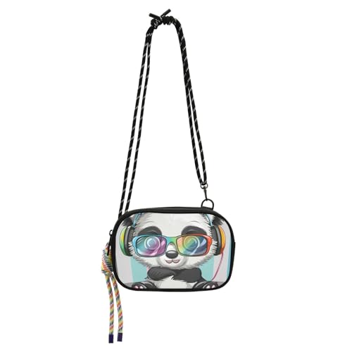 KLL Niedliche Cartoon-Panda-Umhängetasche für Herren, praktisch mit verstellbarem Riemen, Handy-Geldbörse, für eine Mahlzeit von KLL