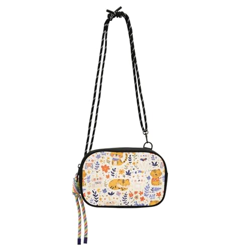 KLL Niedliche Cartoon-Tiger-Seiten-Geldbörse, Crossbody-Tasche, für Herren, praktisch mit verstellbarem Riemen, Damen-Schulterhandtaschen für Wandern, Reisen von KLL