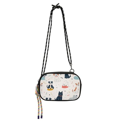 KLL Niedliche Hunde-Geldbörse für Herren, trendig, mit verstellbarem Riemen, Hellcremefarben von KLL