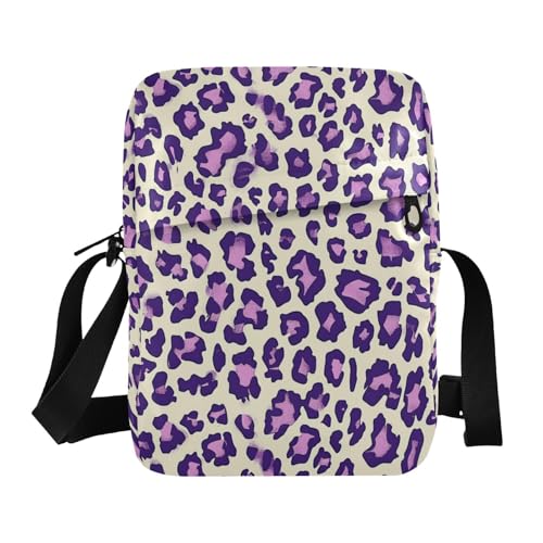 KLL Niedliche Kuriertasche aus veganem Leder, Leopardenmuster, für Herren, lässige Schultertasche von KLL