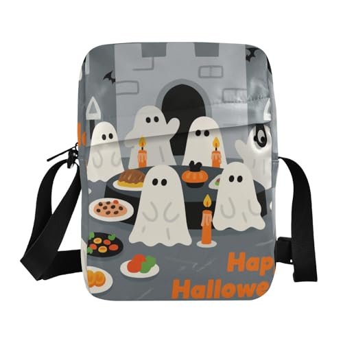 KLL Niedliche Kuriertasche mit Cartoon-Halloween-Motiv, veganes Leder, für Herren, Einkaufstasche, Schulterhandtasche von KLL