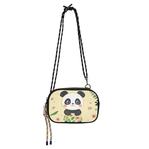 KLL Niedliche schlichte Panda-Blumen-Pastell-Seitentasche für Herren, trendig, mit verstellbarem Riemen, über der Schulter, Geldbörse, Datum von KLL
