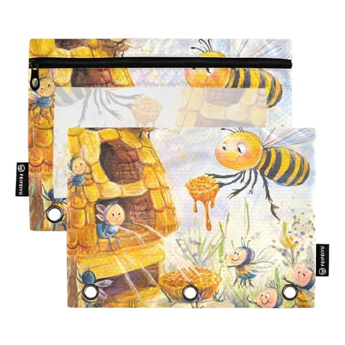 KLL Niedliches Bienensammelmäppchen für Bindermappe mit 3 Löchern für Schreibwarenbedarf von KLL