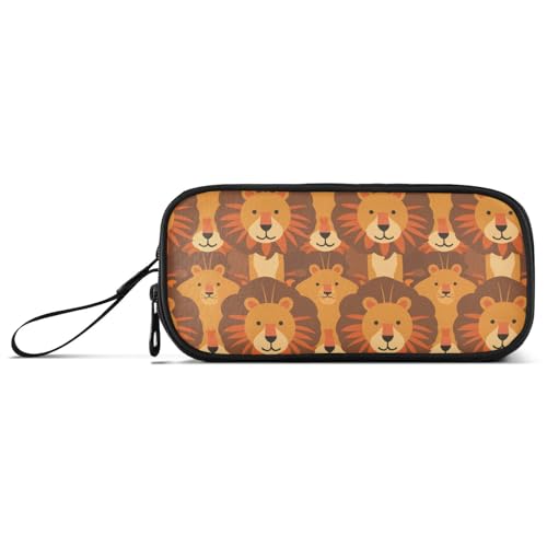 KLL Niedliches Cartoon-Löwenjunges, Nylon-Federmäppchen, große Kapazität, Federmäppchen für Schule, Schreibwaren für College-Männer von KLL