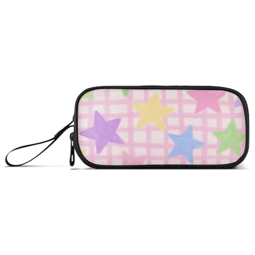 KLL Niedliches Federmäppchen mit blauem Elefant, Nylon, großes Fassungsvermögen, Kunst-Federmäppchen, Schreibwaren für elementare Frauen von KLL