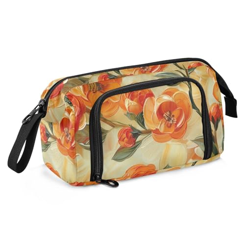 KLL Ölgemälde Mandarine Floral Orange Grün Federmäppchen Große Kapazität Weiches Federmäppchen Tragbar für Krankenschwester College KLL Ölgemälde Mandarine Floral Orange Grün Federmäppchen Große Kapazität Weiches Federmäppchen Tragbar für Krankenschwester College von KLL