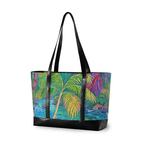 KLL Ölgemälde Tropical Jungle River Professionelle Laptoptasche 14 mit Reißverschluss Aktentaschen für Reisen mit Tablet Maletines Para Mujer von KLL