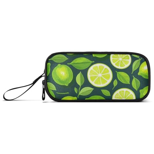 KLL Ölgemälde mit grüner Zitrone, Nylon-Federmäppchen, hohe Kapazität, Federmäppchen für Jungen, Schreibwaren für Mädchen der Mittelschule von KLL