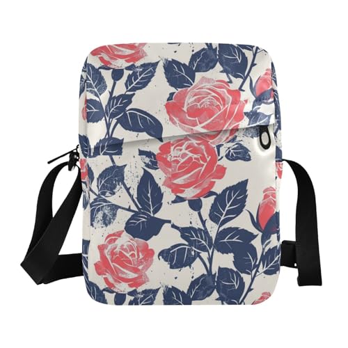 KLL Ocean Beach Ocean Style Roses Safari Herren Messenger Bag Crossbody Vegan Leder Herren Schultertaschen Crossbody Casual Damen Schulterhandtaschen von KLL