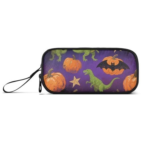KLL Orange Evil Halloween Dinosaurier Nylon Stift-Aufbewahrungstasche Große Kapazität Federmäppchen für Teenager Mädchen Schreibwaren für adrette Schullehrer von KLL