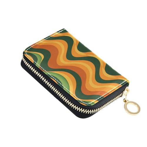 KLL Orange Grün Wellenlinien Leder Damen Kartenhalter Geldbörsen mit 2 Geldschlitzen RFID Blocking Kartenhalter für Männer mit Reißverschluss KLL Orange Grün Wellenlinien Leder Damen Kartenhalter Geldbörsen mit 2 Geldschlitzen RFID Blocking Kartenhalter für Männer mit Reißverschluss von KLL