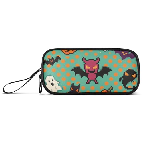 KLL Orange Polka Dot Kürbis für Halloween Nylon Federmäppchen Große Kapazität Kunst Federmäppchen Schreibwaren Tasche für elementare Mädchen von KLL