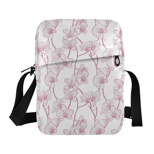 KLL Orchid Simple Line Art Valentine Messenger Bag für Damen, Umhängetasche, veganes Leder, kleine Umhängetasche, Reise-Schulterhandtaschen von KLL