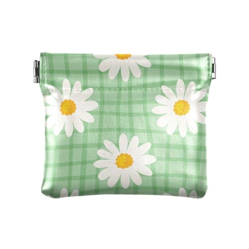 KLL PU-Ledergeldbörse, tragbare Make-up-Tasche, Wechselgeldbörse für Frauen, Gänseblümchen-Blume, 11 cm (L) x 9,5 cm (B) x 1 cm (H), Druck, Gänseblümchen-Blume, 4.33"(L) x 3.74"(W) x 0.39"(H), Drucken von KLL
