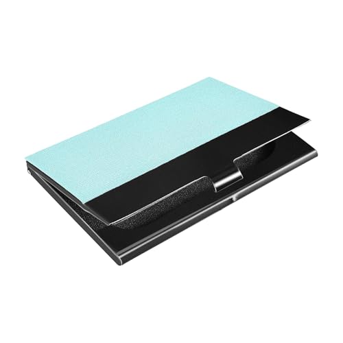 KLL Pale Turquoise Solid Color Pure Plain Slim Portable Business Card Holder with Leather and Stainless Steel Small Card Holder for Protects Your Cards tarjetero para hombres von KLL