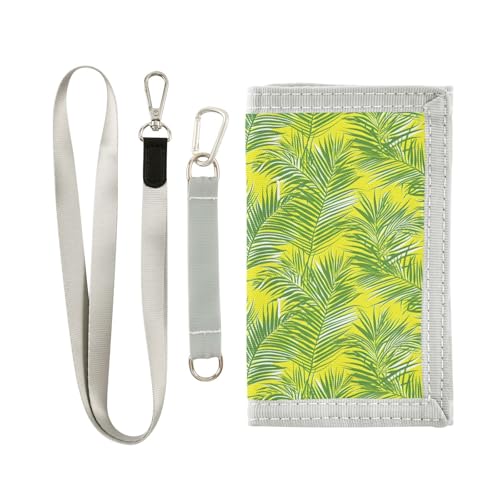 KLL Palmblätter, dreifach gefaltete dünne Brieftaschen für Herren, cool, bunt, mit Umhängeband, Gelb KLL Palmblätter, dreifach gefaltete dünne Brieftaschen für Herren, cool, bunt, mit Umhängeband, Gelb von KLL