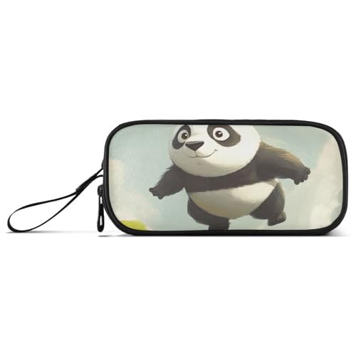 KLL Panda Flying Cute Cartoon Nylon Pencil Bag High Capacity Pencil Case for High School Stationery for Elementary Men von KLL