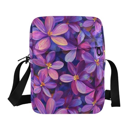 KLL Pink Flowers Herren Kuriertasche Veganes Leder Schultertasche Einkaufstasche für Reisen von KLL
